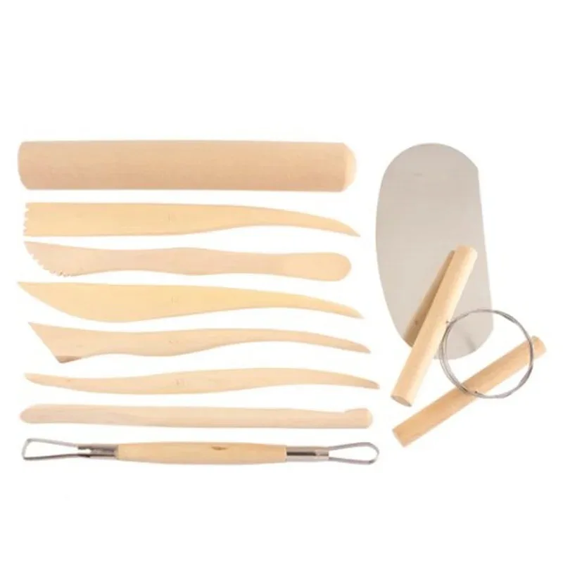 10Pcs/Set Carving Crafts Wooden Clay Sculpture Knife Pottery Sharpen Modeling Little Figurines Pottery Tools