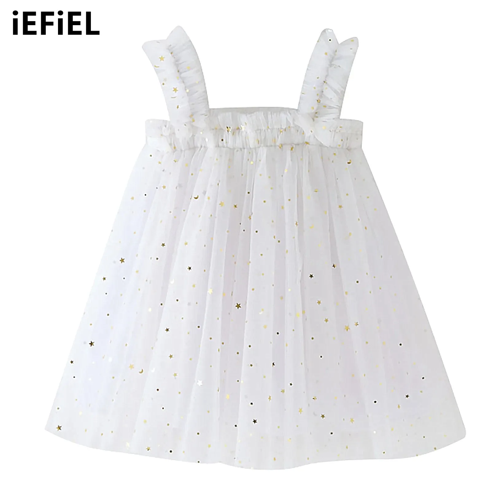 

Toddler Girls Ruffle Tutu Dress Glitter Tulle Sleeveless Dress for Birthday Party Holiday