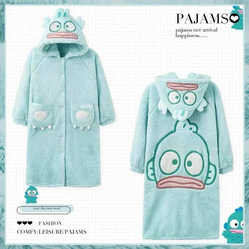 

Sanrio Pajamas Anime Hangyodon Coral Fleece Keep Warm Thicken Velvet Pajamas Pajamas Shoes Loungewear Set Cute Kawaii Girl Gift
