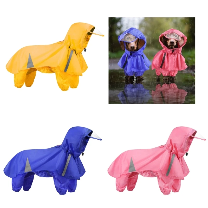 Dog Hooded Raincoats Pet Dog Rainsuit Pet Clothes Pet Rain Jackets Travel Gear