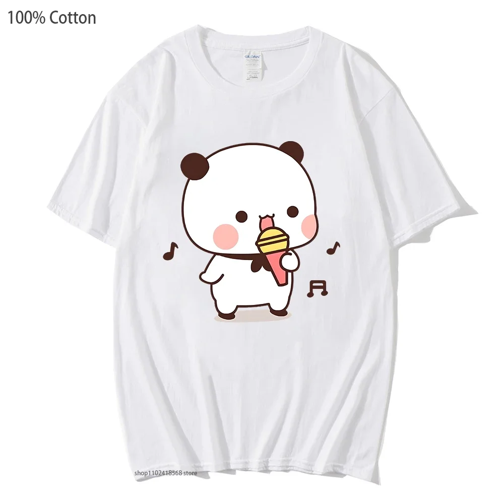 

Футболки Happy Bubu Is Sing with Dudu, мультяшная Женская одежда, женская одежда, повседневные милые топы из 100% хлопка для девочек