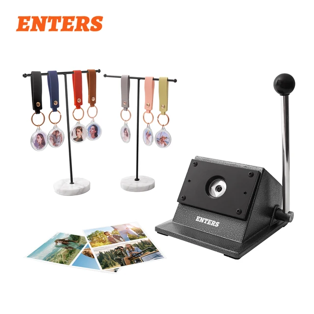 35mm Round Photo Paper Cutter With 100 Sets Key Chain DIY Materials