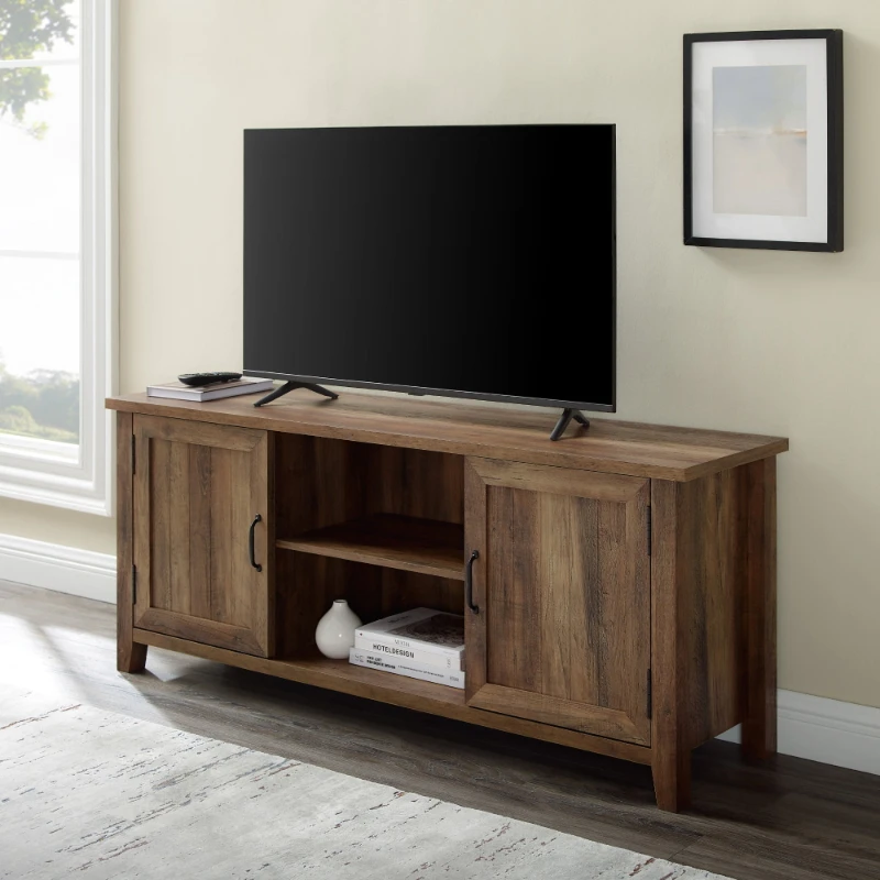 Percorsi Franklin Grooved Porta Tv A 2 Porte Per Tv Fino A 65 ", Mobile Tv Barnwood Di Recupero Mobili Soggiorno