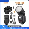 Godox V100 TTL HSS Li-ion Round Head On-Camera Flash Light 100Ws Wireless Transmission Speedlite Flash for Canon Nikon Sony Fuji 1