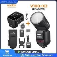 Godox V100 TTL HSS Li-ion Round Head On-Camera Flash Light 100Ws Wireless Transmission Speedlite Flash for Canon Nikon Sony Fuji 1