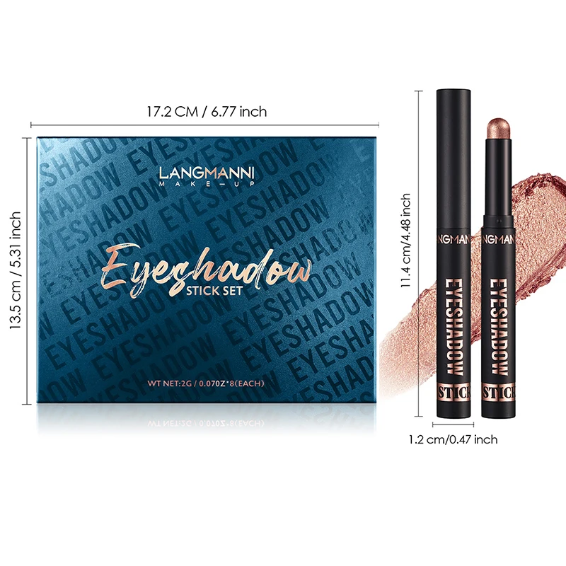Eyeshadow Stick Eye Shadow Stick Eye Shadow 8PCS Neutral and Brown Metallic Eyeshadow Stick Pencil Crayon Set-Long-Lasting, Pro Waterproof, Satin Finish,16 Vibrant Colors