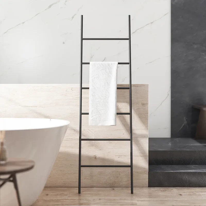 

Nordic towel rack simple bedroom wrought iron wall coat rack floor ladder clothes storage rack hanger