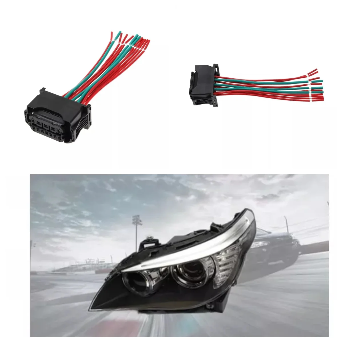 12핀 커넥터 헤드라이트 플러그 와이어 하네스 플러그 램프 소켓 커넥터 BMW F20 F30 E64 E90 E92 자동차 액세서리 61132359991