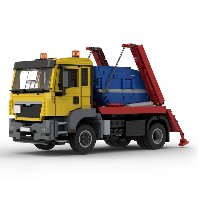새로운 MOC 도시 공학 시리즈 점프 버킷 컨테이너 트럭 컨테이너 모델 기술 빌딩 블록 창의적인 어린이 장난감 선물