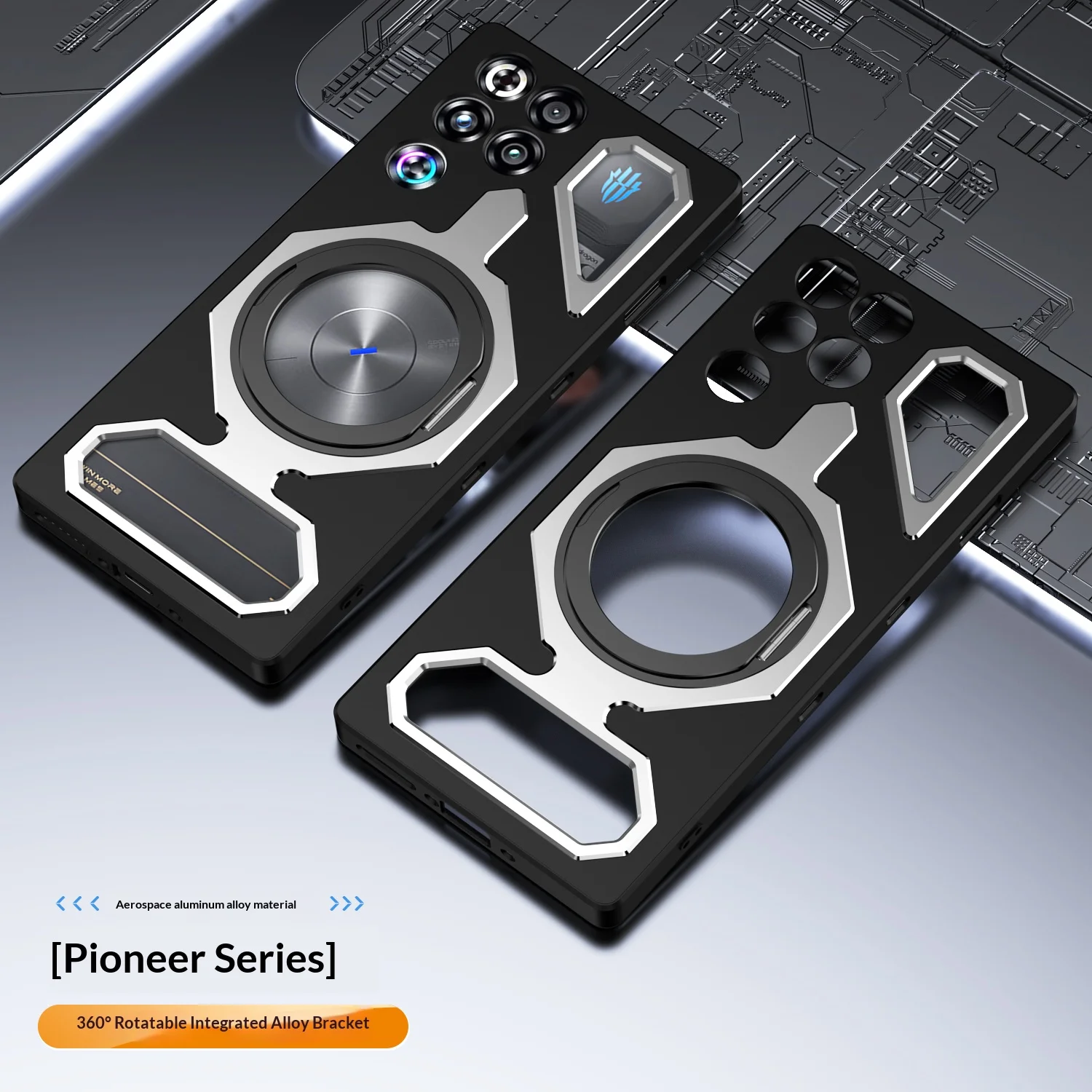 Enhanced Shockproof Gaming Phone Cover with Aluminum Alloy and Magnetic Ring Stand