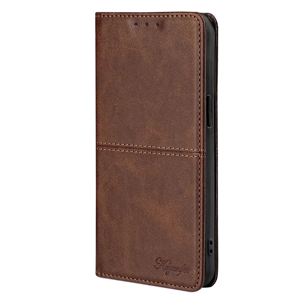 Enhanced Magnetic Leather Phone Case with Fall Prevention - Flip Book Cover