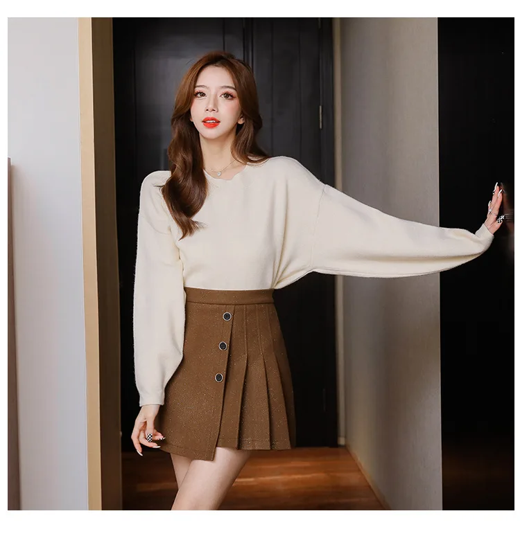 2022 Pleated Skirt Women Autumn Irregular Slim A-line Skirt Korean Fashion School Uniform Girls Casual Preppy Style pink skirt