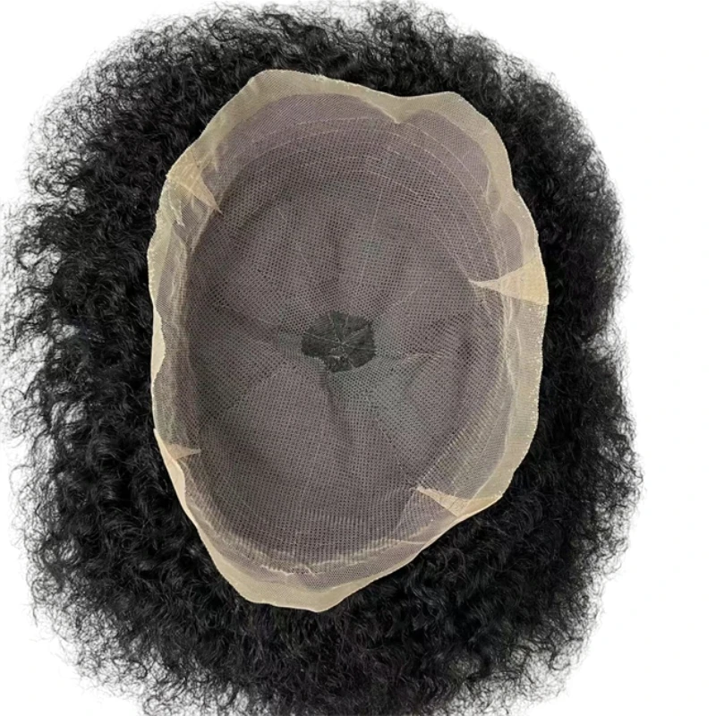 10mm Wave Toupee #1b Black European Virgin Human Hair Replacement 8x10 Toupee Full Lace Unit for Black Men