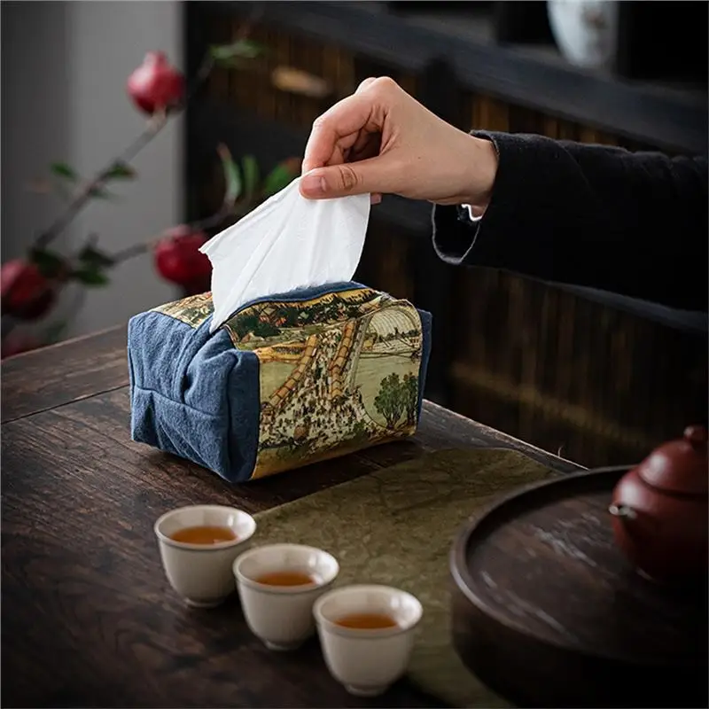 

Китайский тканевый узор для чайной церемонии, домашняя ежедневная салфетка для хранения, тканевый мешок, хлопчатобумажный льняной Старинный Рисунок, чайный пакет, багги-мешок