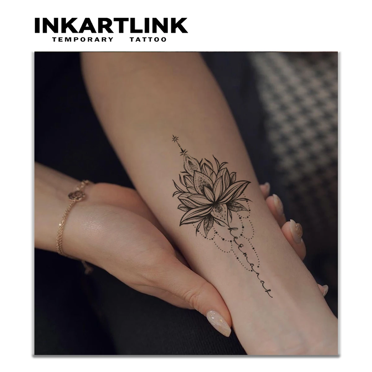 Lotus temporary tattoo sticker, waterproof magic tattoo, lasts to 15 days fake tattoo, semi permanent tattoo 2