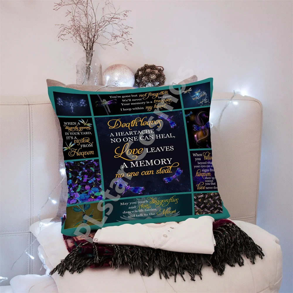 

Dragonfly Memorial Pillow Love Leaves A Memory Pillow Sympathy Gift for Loved One In Loving Memory