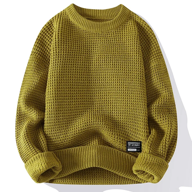 

Korean Fashion Sweaters Men Autumn Solid Color Sweaters Loose Fit Men Street Wear Mens Clothes Knitted Sweater Men Pullovers 3XL