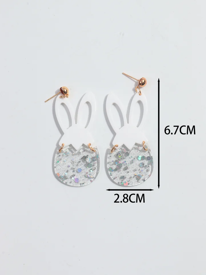 Easter Bunny Dangle Earrings For Women - Acrylic Bunny Drop Earrings, Cute Holiday Accessory, Lightweight & Hypoallergenic - View #4