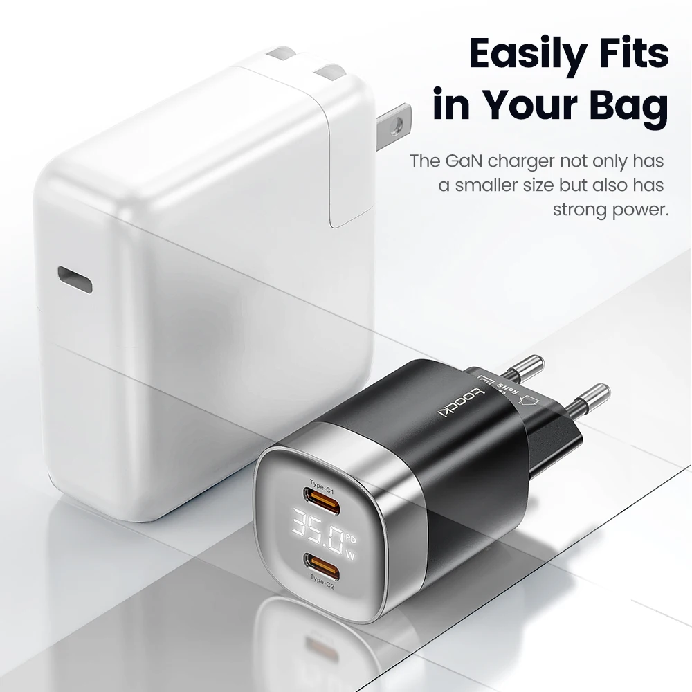Toocki 35W GaN USB C Charger Quick Charge 3.0 Display USB C PD Fast Charger For Macbook Air 15