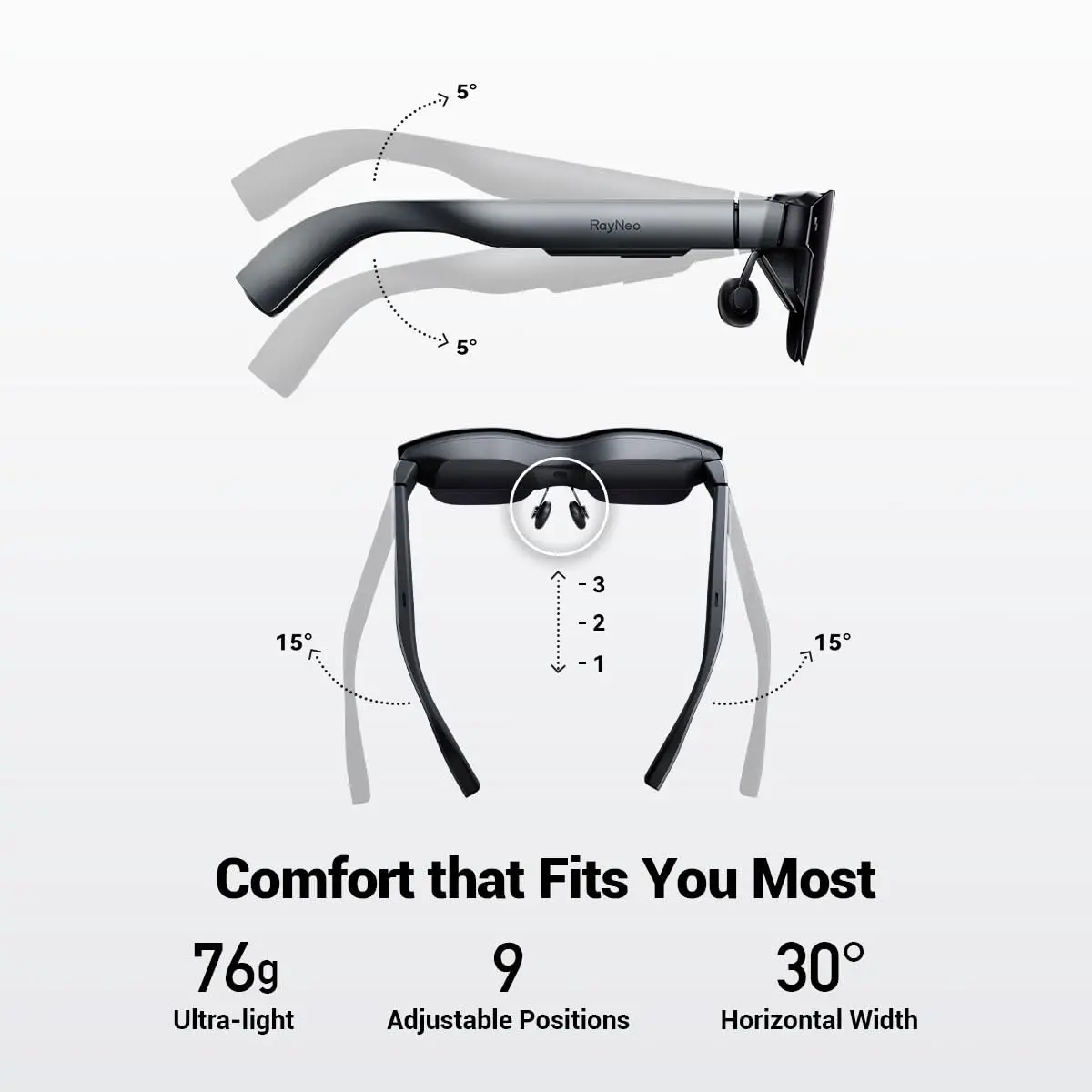 RayNeo Air 2 AR Glasses Smart Glasses with 201" Micro OLED Display 1080P for Phones Laptop Switch PS5 XBOX