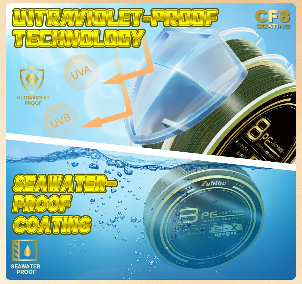 Zukibo Titanium Shield Linha de Pesca PE Micro Fibra 8 Fios Japonesa