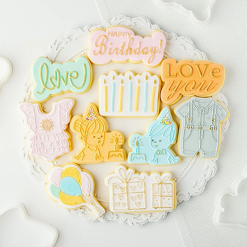 Cake Decoration Tool Cookie Press Stamp Embosser Cutter Acrylic Fondant Sugar Craft Pastry Mold cookie cutter baking mold cookie mould fondant cutter cookie maker press kit pastry cutter
