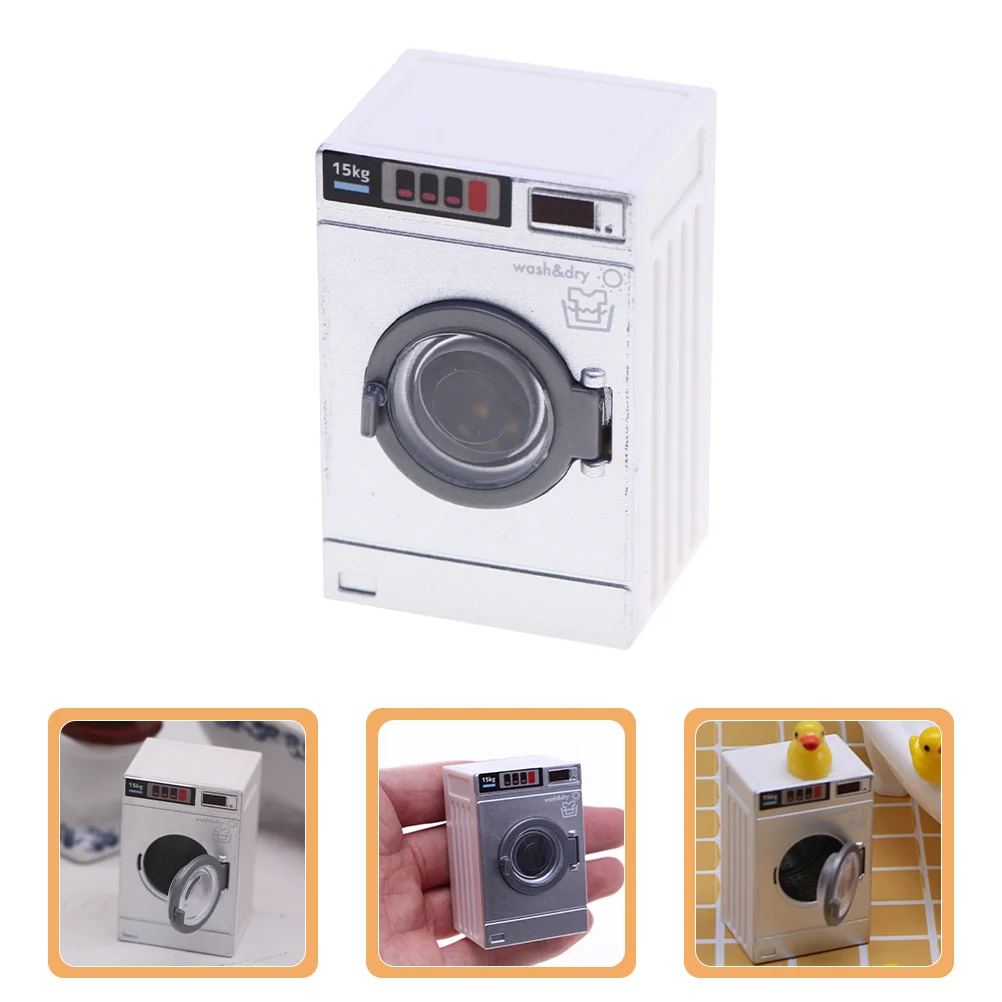 Power Washer Mini Washing Machine Model Toy Dollhouse Laundry Room Furniture Kids Set Dryer Playset Photo Baby Child