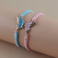 2Pcs Simple Butterfly Hand Woven Couple Bracelet For Women Men Fashionable Butterfly Bangle Versatile Woven Wristband Gifts - Image 4