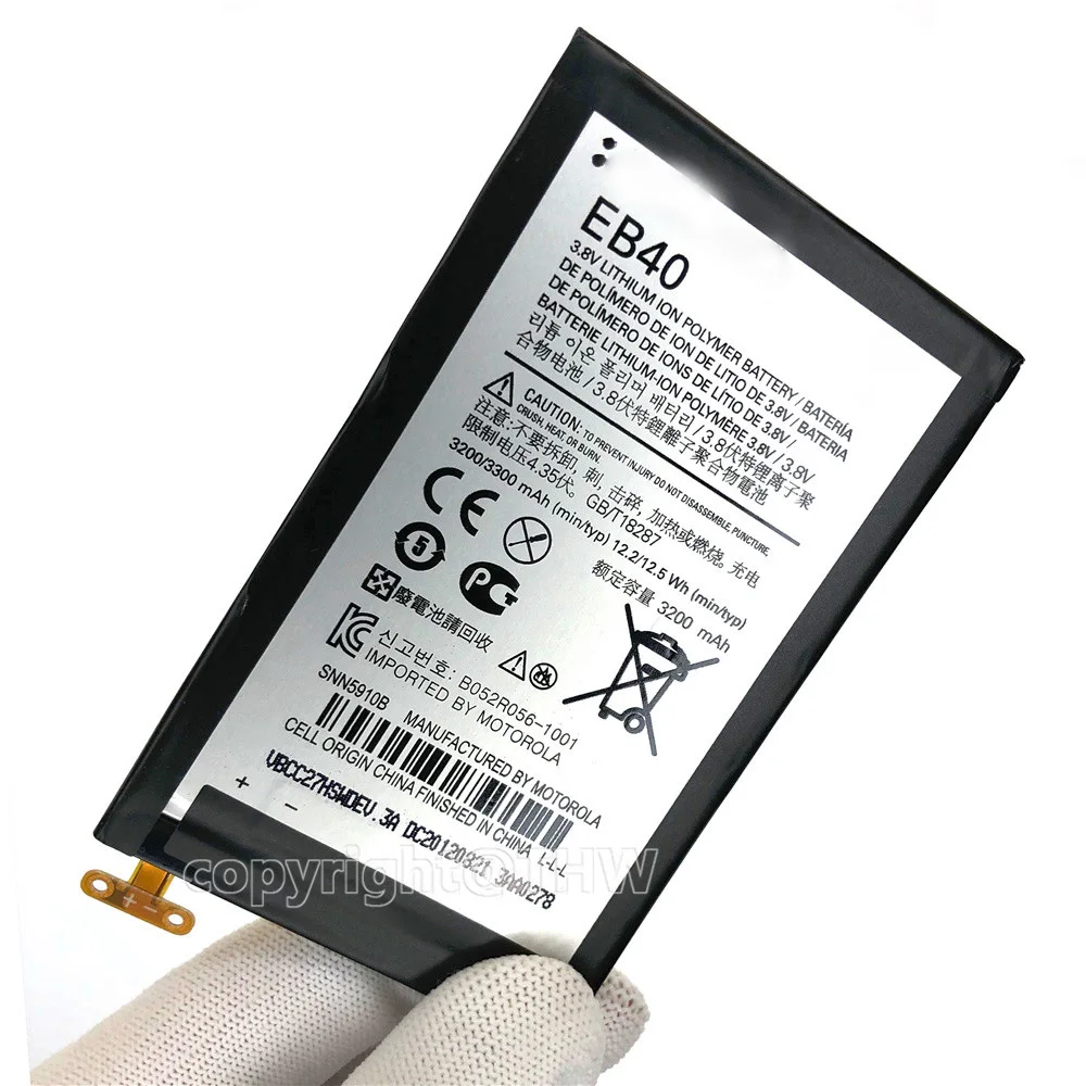 100% Original Genuine Battery EB40 3200mah battery For Moto Droid Razr Maxx XT912M XT916 XT910 EB40 batteria with free tools