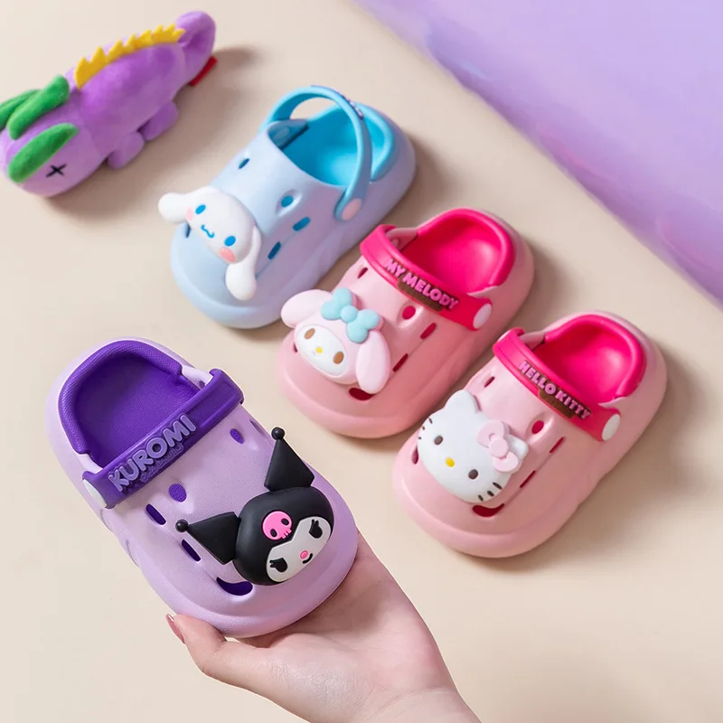 

Sanrios Hello Kittys Slippers Kawaii My Melody Kuromi Cinnamoroll Cartoon Accessories Shoes Kids Beach Shoes Non Slip Girls Gift