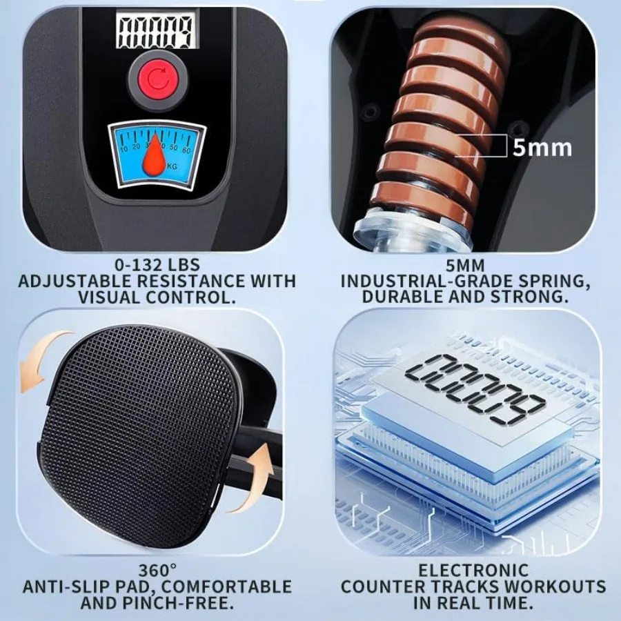 Thigh Trainer 0-132 lbs Adjustable Resistance Pelvic Floor Muscle Kegel Exerciser, Thigh Exerciser & Booty Trainer for Women & M