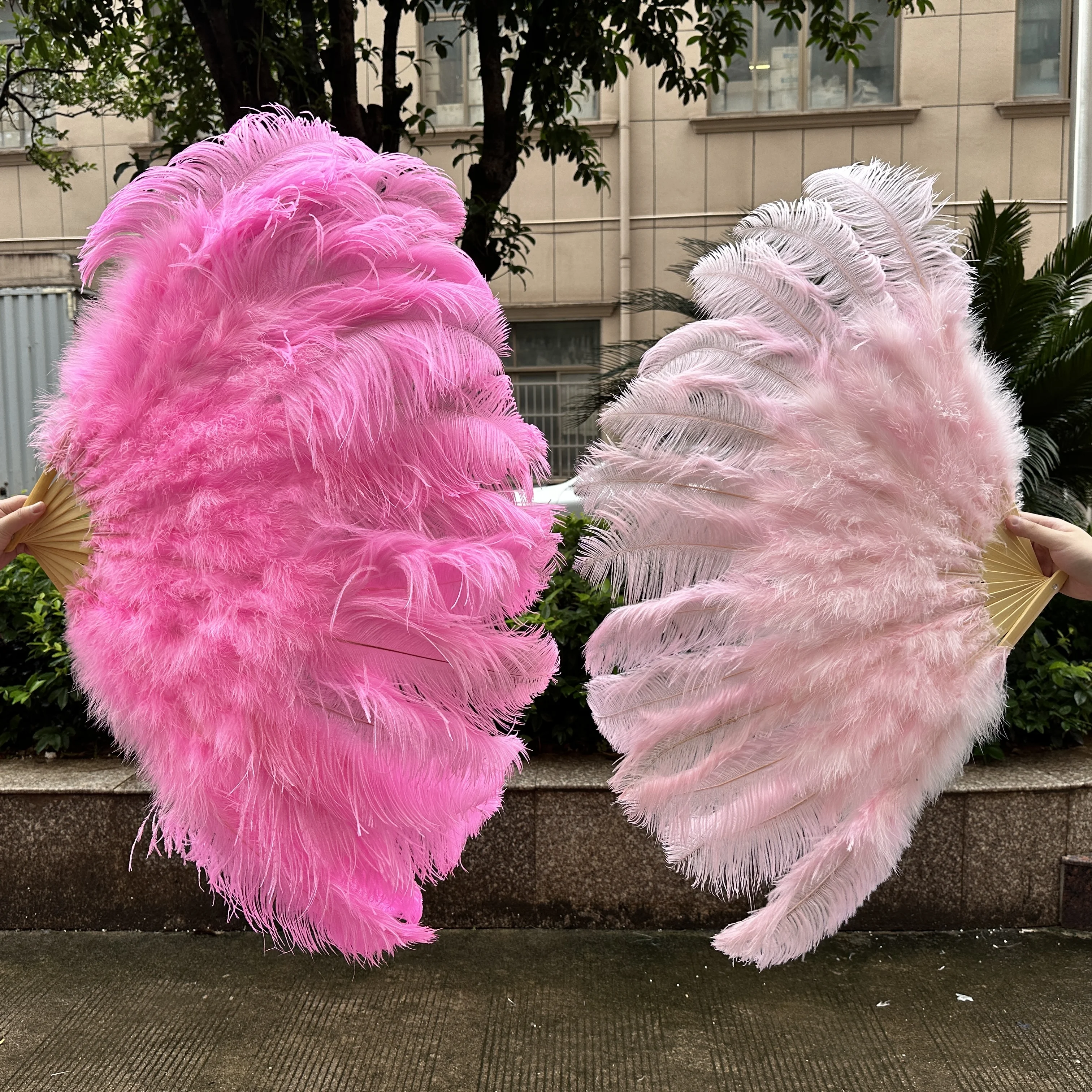 1/2PCS Pink Fluffy Ostrich Feathers Fan 100CM/130CM Natural