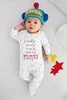 Spring Autumn Newborn Infant Baby Boys and Girls One Piece Clothing Sets Letters Printed Long Sleeve Footed Romper Outfit 2