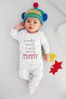 Spring Autumn Newborn Infant Baby Boys and Girls One Piece Clothing Sets Letters Printed Long Sleeve Footed Romper Outfit 2