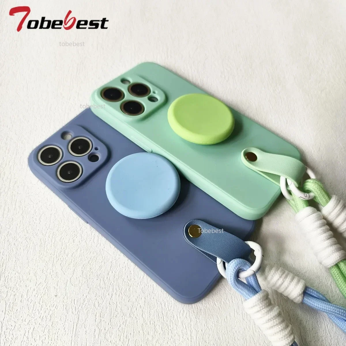 Silicone Phone Case with Lanyard Wrist Strap and Stand 기능