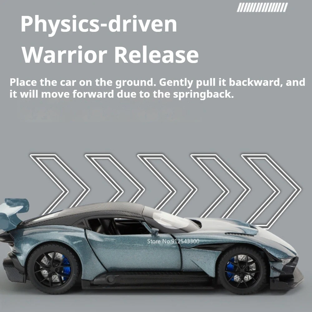 1:32 스케일 Vulcan DB12 자동차 모형 장난감, 문 열림, 후진 기능, 사운드 및 라이트, 합금 다이캐스트 자동차, 취미용 선물, 연인들을 위한 선물