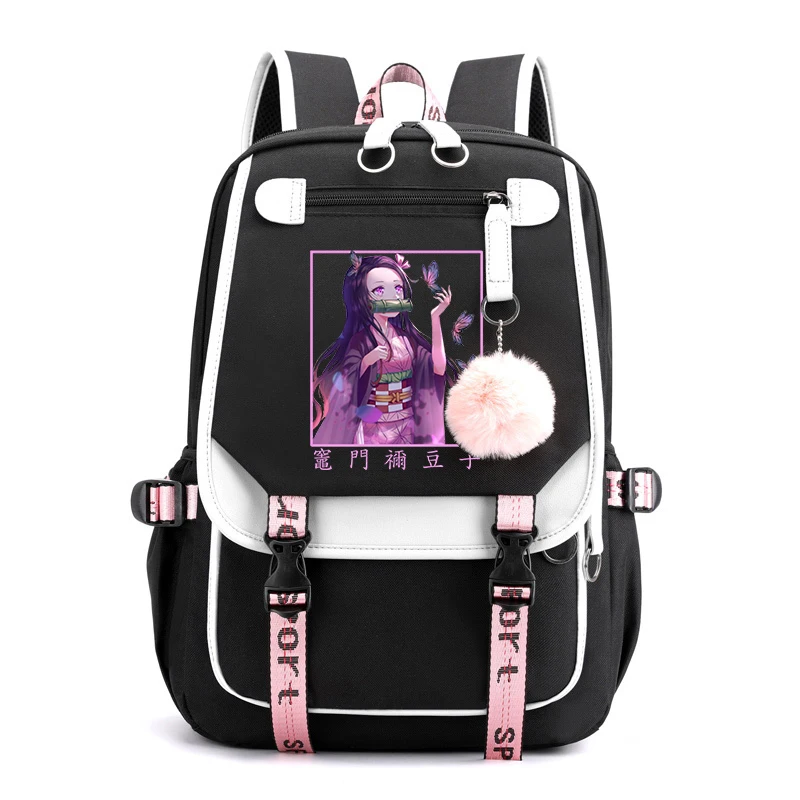 New Backpack School Bag Girl Back Pack for Teenager Female Schoolbag Women Bagpack Kamado Nezuko Anime Travel Bag