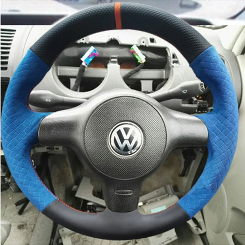 

LSAUTO Braid On The Steering Wheel Cover For VW POLO 6N2 LUPO 2000 99A 2008 GOLF MK4 Hand-sewing Steering Wheel Auto Accesorios