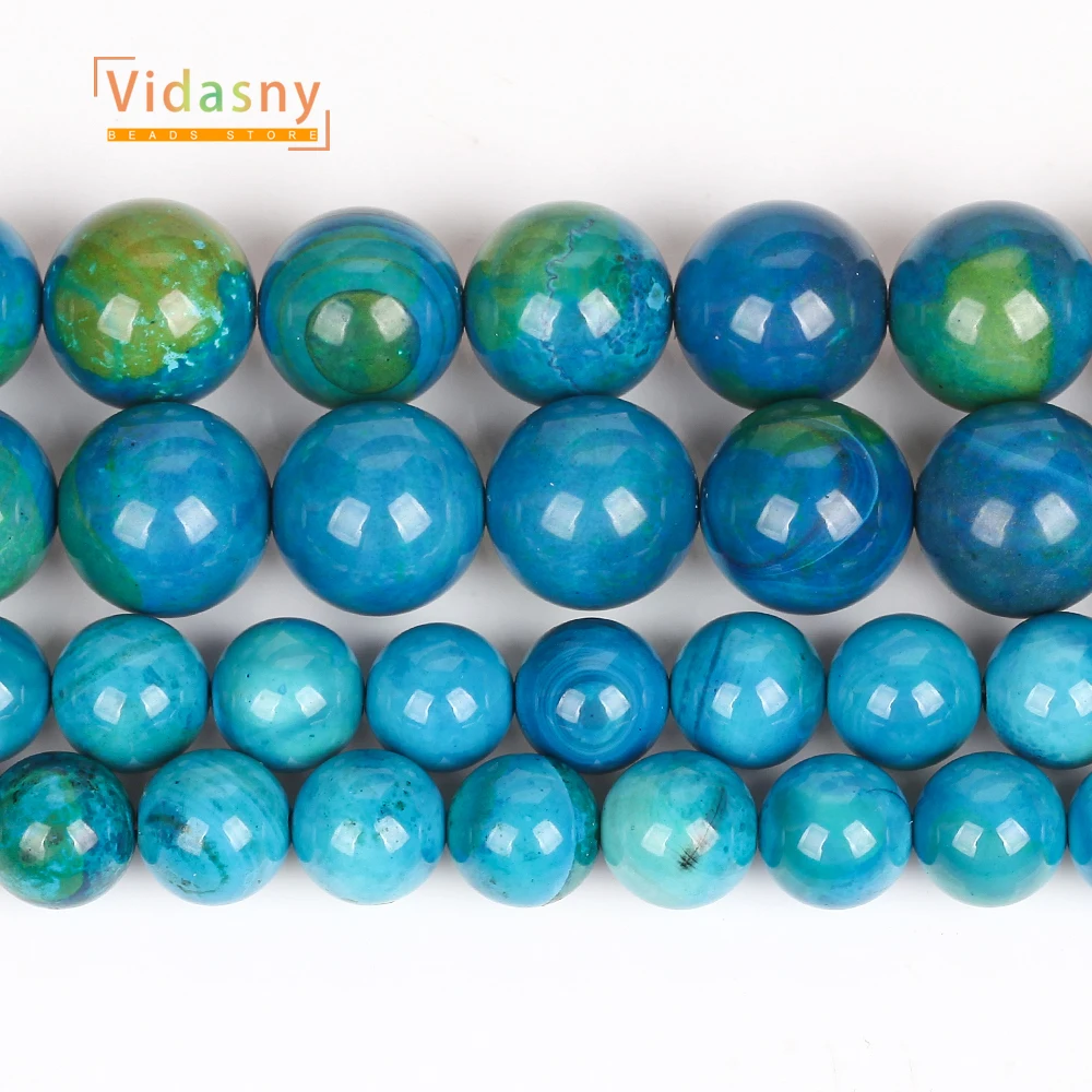 Naturstein Blaugrüne Planeten-Achate 10/14mm Runde Perlen für Schmuckherstellung Runde lose DIY-Accessoires Armband Halskette – Detail 6
