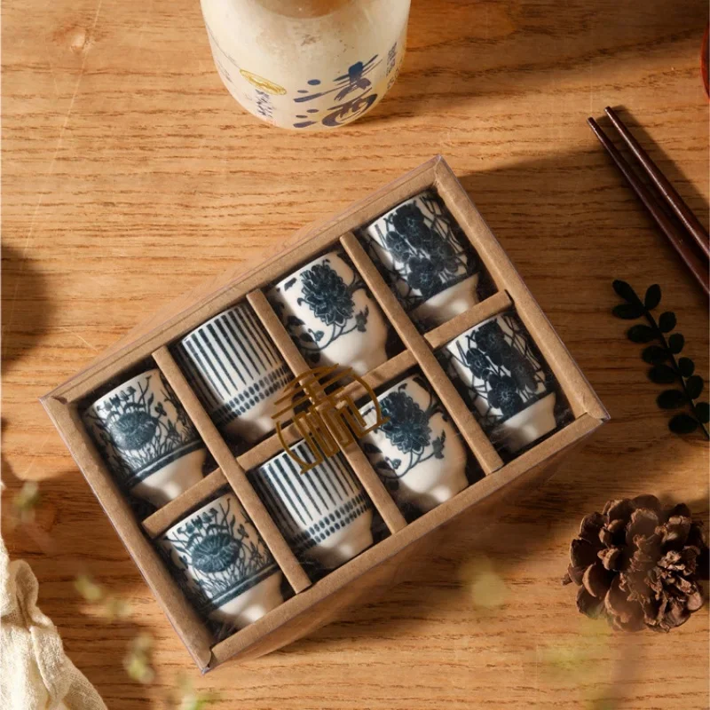Creative Ceramic Sake Cup Set Sushi Restaurant Japanese Rice Wine Drinking Splitters Baijiu Tasting Cups Teacup Gift Friends