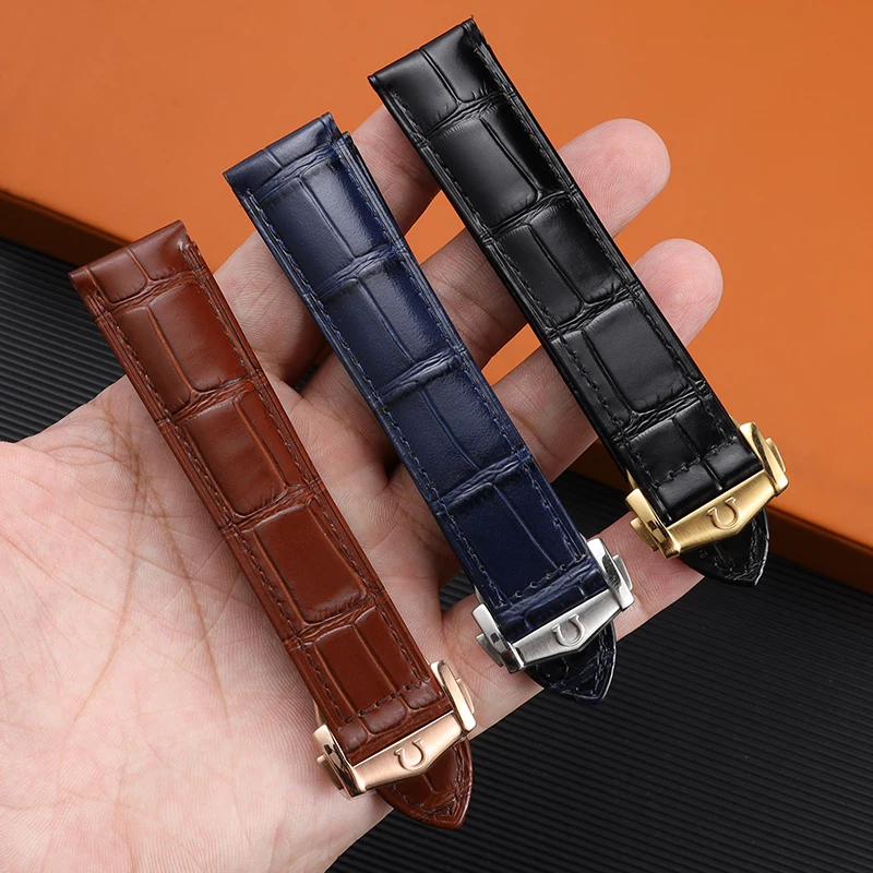 

Cow leather Watchband for Omega Seamaster Ocean Speedmaster Cowhide Strap 18mm/19mm/20mm/21mm/22mm black blue brown bracelet