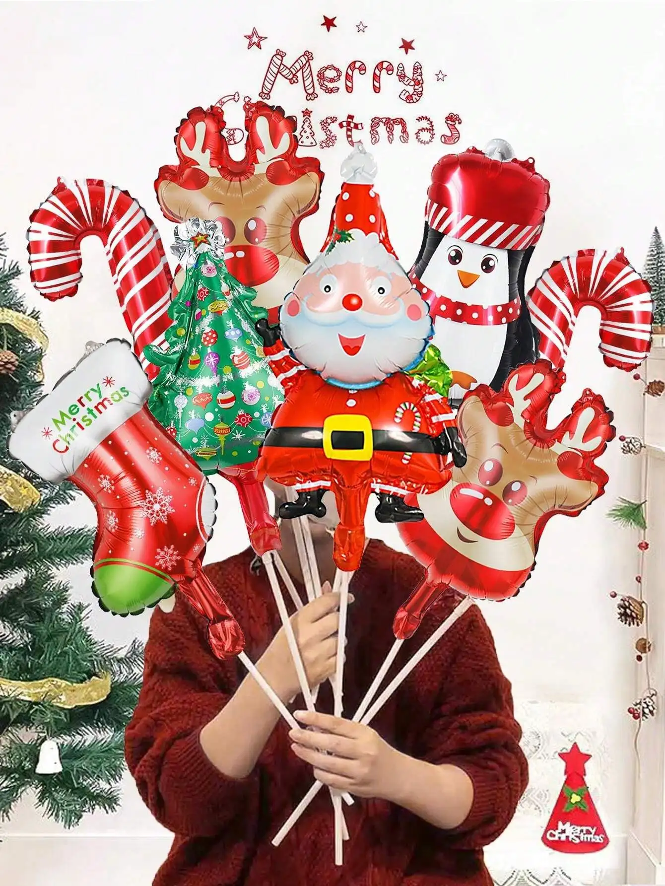 6 stücke Mini 16 zoll Weihnachten Luftballons Aluminium Folie Ballon Weihnachten Baum Lebkuchenmann Santa Geburtstag Party Urlaub Dekoration geschenk – Detail 3