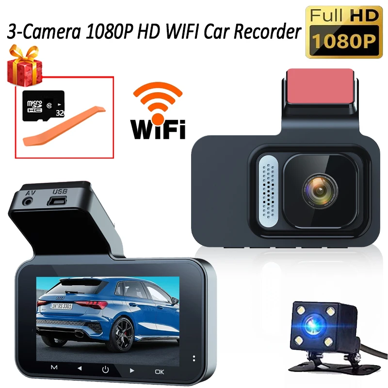 차량용 듀얼 렌즈 대시 캠, 와이파이 제어, 1080P 블랙 박스, 전방 후방 카메라, 차량 DVR 카메라, 녹음기 자동차 부품
