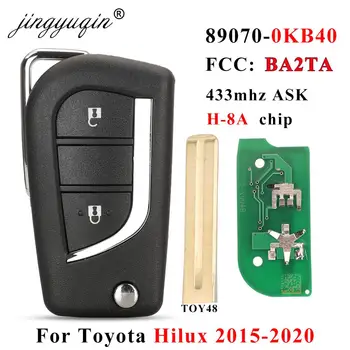 Keyforkess-FCCID BA2TA 2 pulsanti telecomando Flip chiave 433MHz H-8A Chip FOB per Toyota Hilux 2015 2016 2017 2018 2019 2020