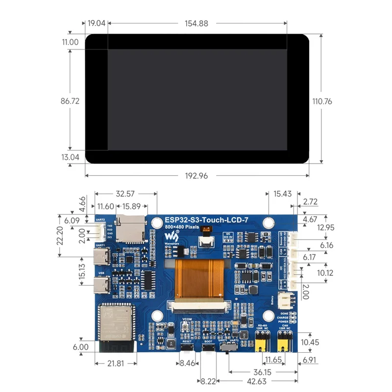 รูปสินค้า บอร์ดพัฒนา ESP32-S3 7 นิ้ว หน้าจอสัมผัส WiFi Bluetooth