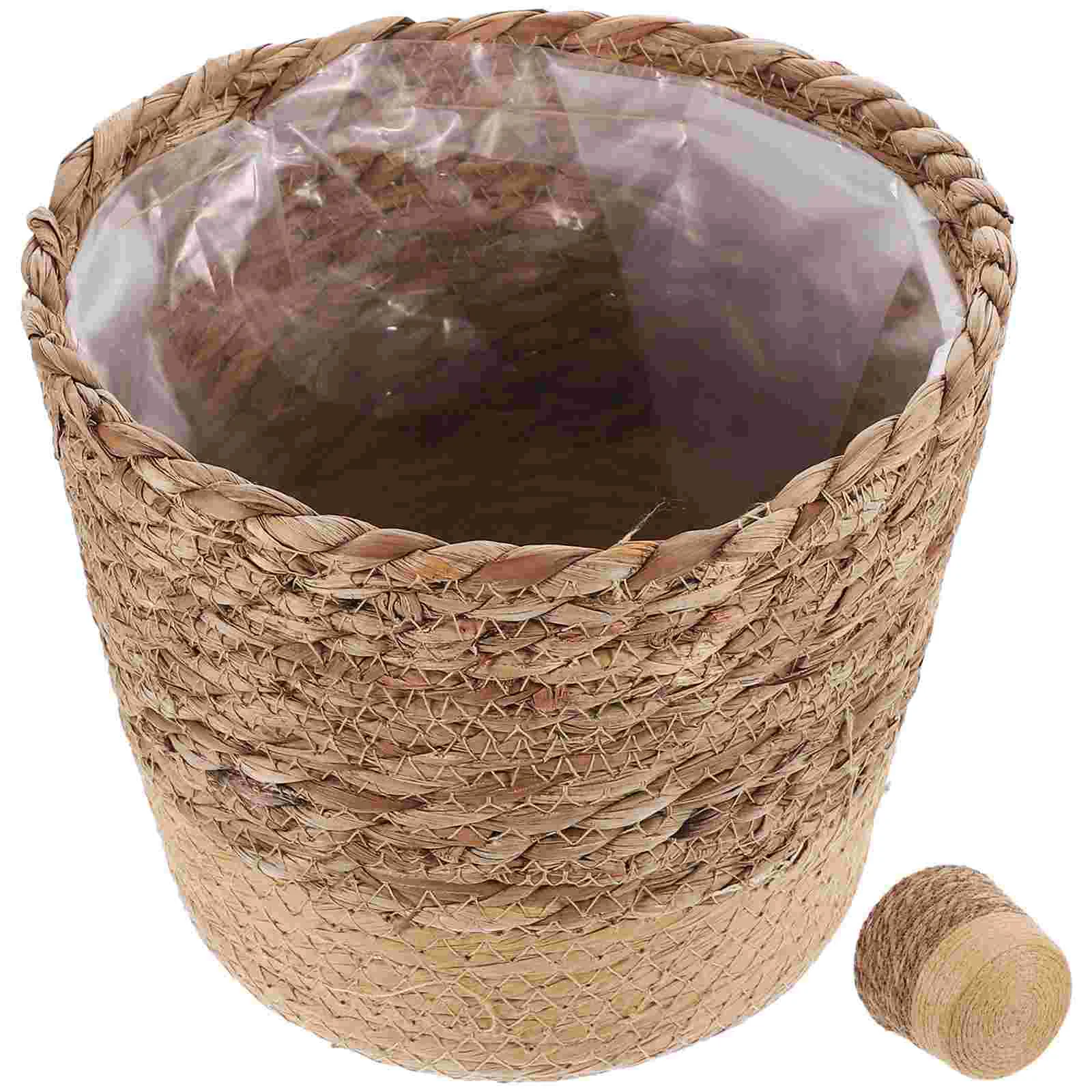 

Woven Storage Basket Seagrass Woven Plant Basket Handwoven Flower Basket for Home