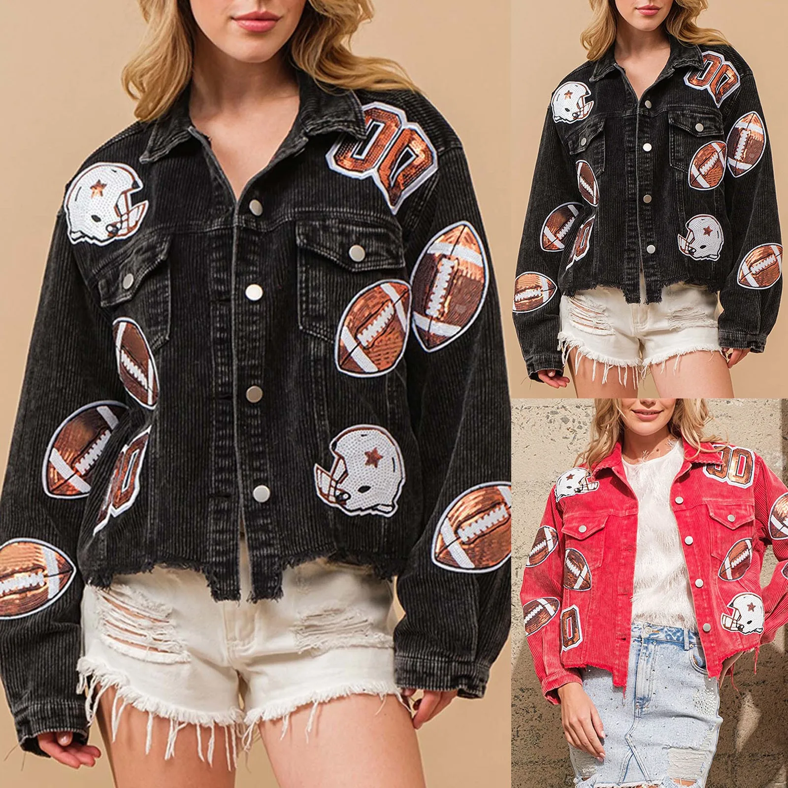 

Bubble Vest Popular Rugby Sequined Jacket Loose Corduroy Outer Top For Women Womens Bugaboo Jacket