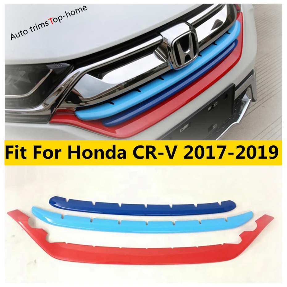 

Car Front Grille Grill Strip Decoration Cover Trim Fit For Honda CRV CR-V 2017 2018 2019 ABS Chrome / Carbon Fiber Accessories