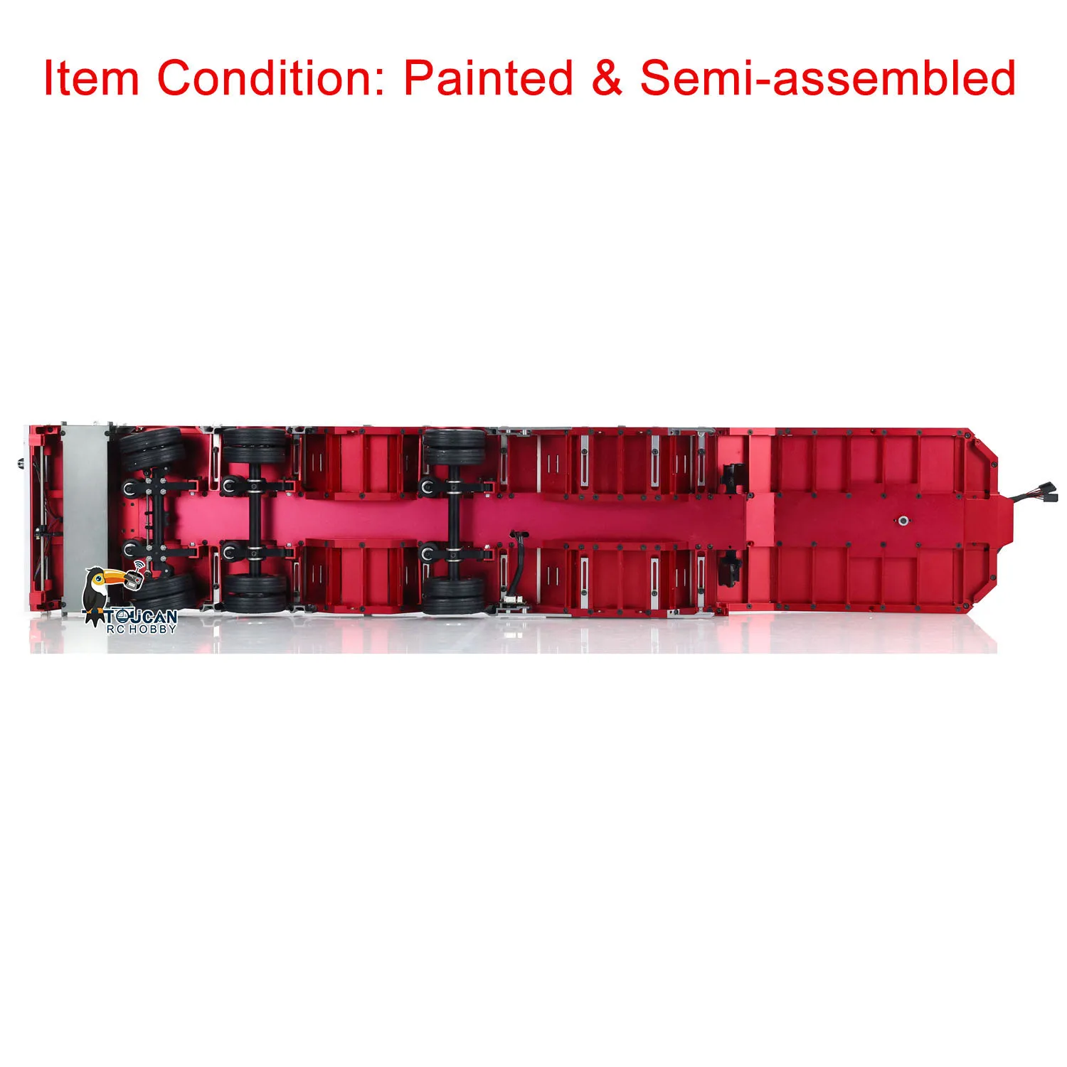 1/14 Scale RC 3 Axles Metal Trailer Extendible Trailers with LED Lights for Remote Control Tractor Truck Car DIY Models TH24281 6