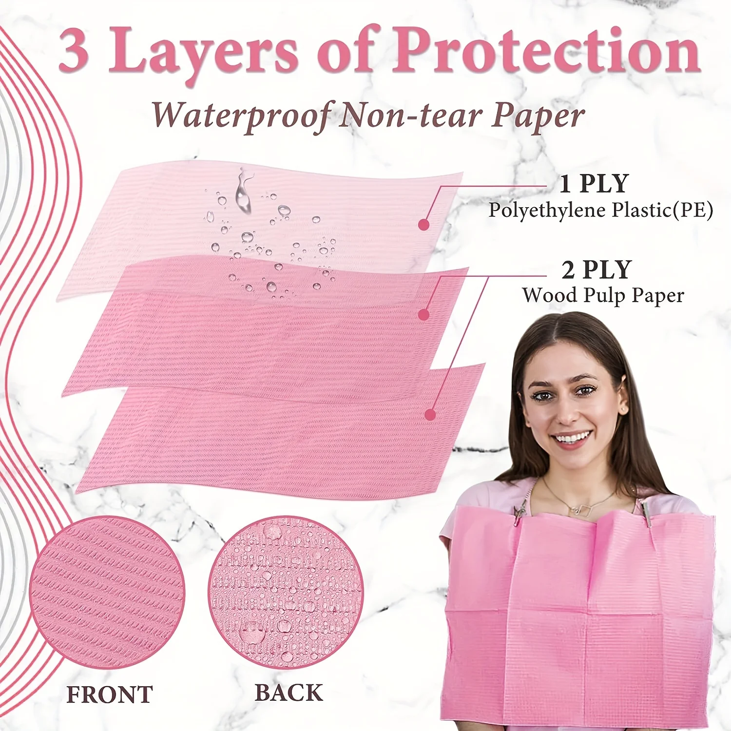 JC TATTOO 125Pcs Dental Bibs Disposable Tattoo Cleaning Wipes 13"x17" 3 Ply Waterproof Sheet for Nail Tech Dental Clinic Tattoo 4